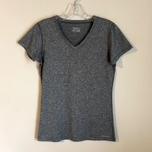 ✨ Eddie Bauer Gray V-Neck Moisture-Wicking Short Sleeve Workout Top Size Small